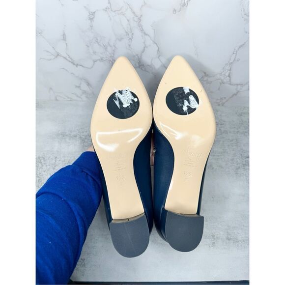 Amalfi Pumps Womens Size 12.5 Blue Pavone Slip On Leather Pointed Toe‎ Heels New - Picture 13 of 13